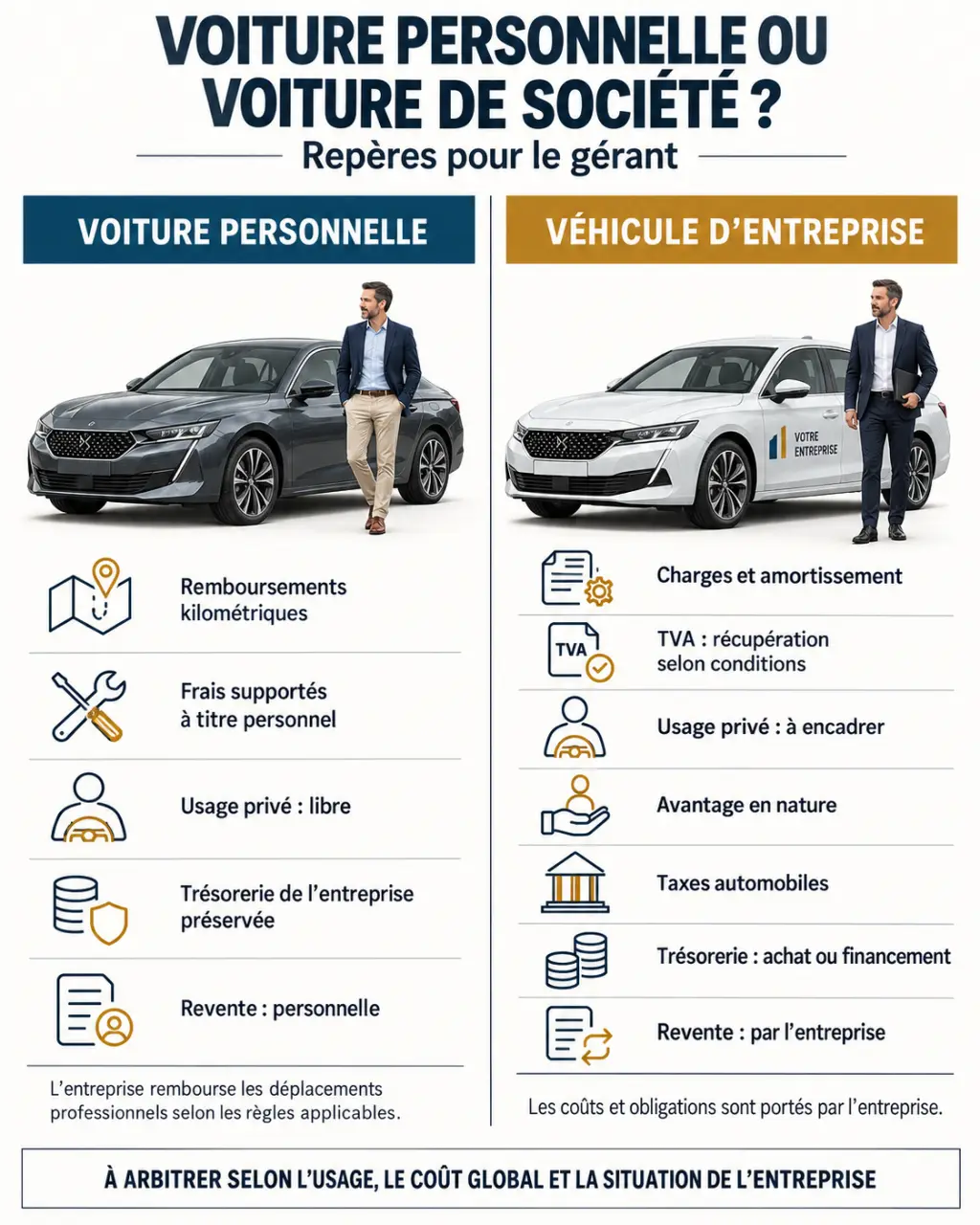 Gérant société voiture : comparaison entre voiture personnelle et voiture de société