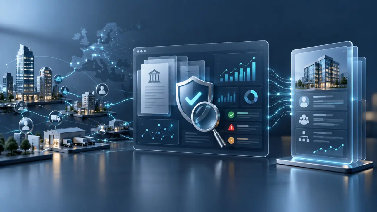 Tableau de bord de surveillance légale et financière d’un partenaire commercial