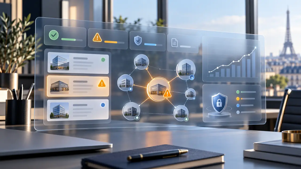 Interface de veille présentant des alertes légales et financières sur des fournisseurs